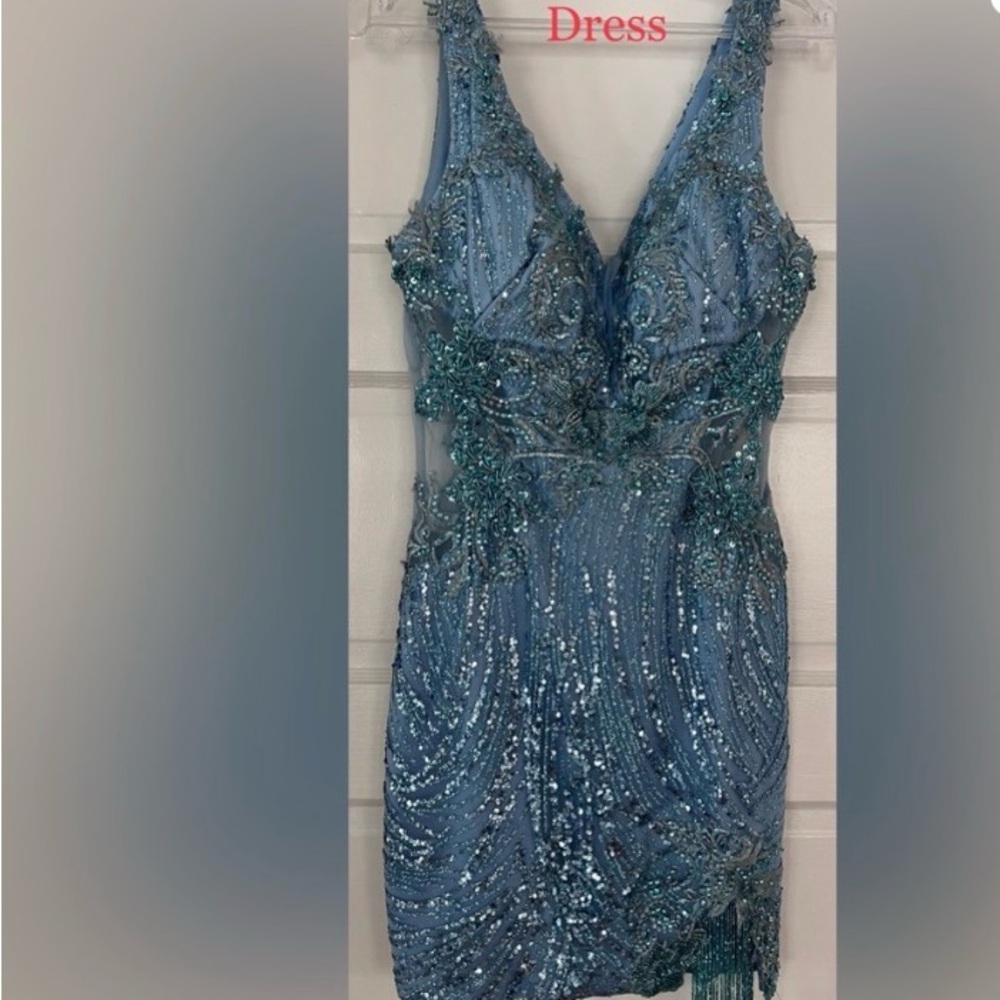 Blue Sequin Cocktail Dress, Homecoming / Prom